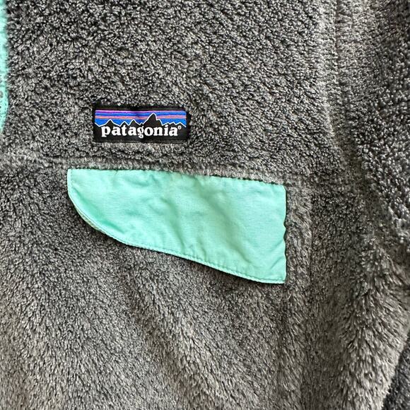 Patagonia Fleece T-Snap Gray Teal Pullover Sweater Size Medium Polartec Winter - Picture 4 of 8